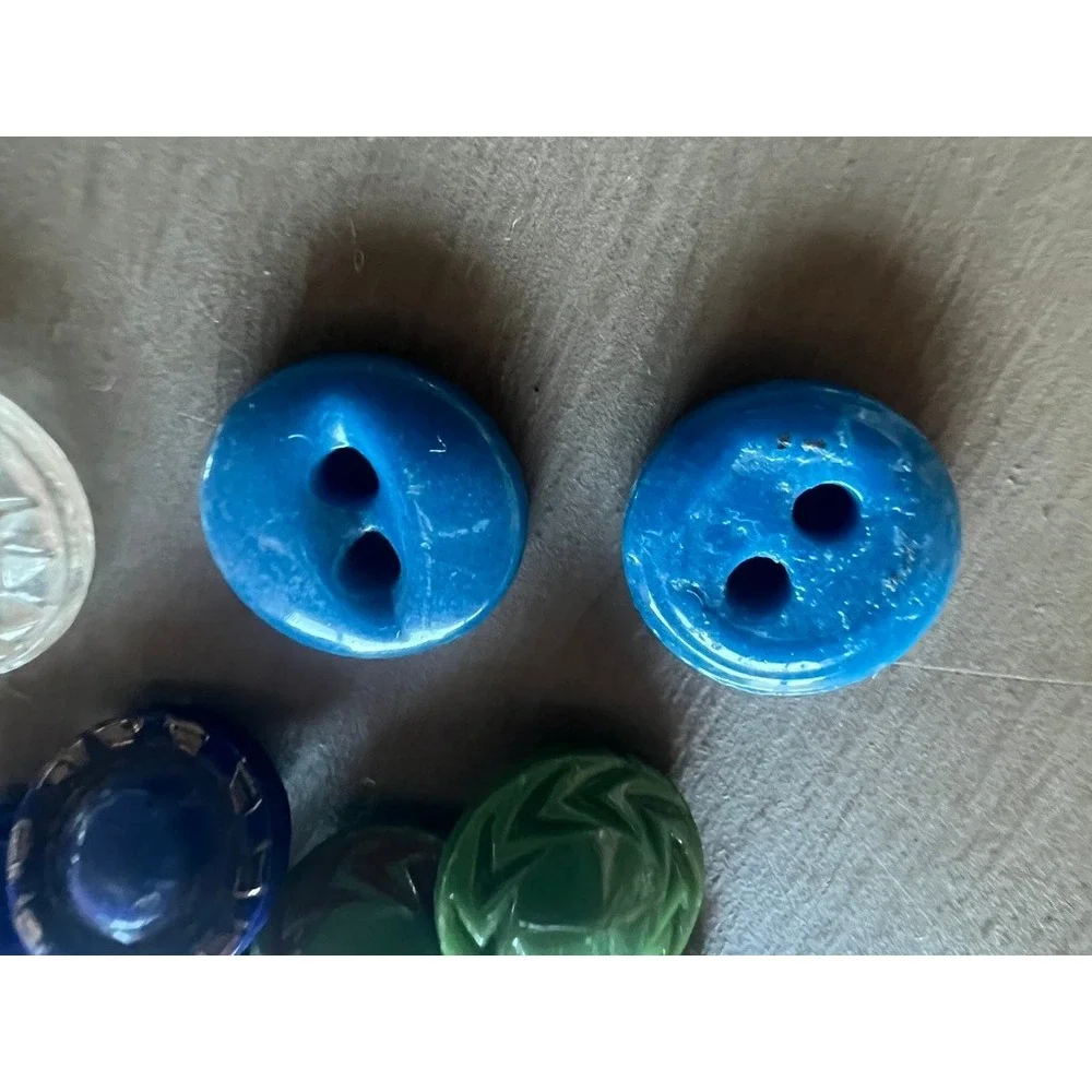 Vintage‎ Glass Buttons Lot 12pc Carved Art Deco Czech Retro Upcycled MCM Crafts